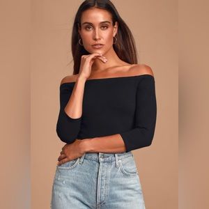 Black off the shoulder bodysuit